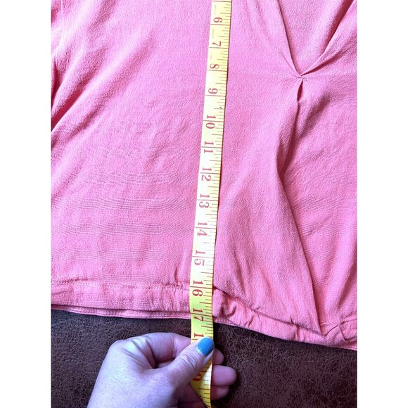 Mustard Seed Coral Ruffle Sleeve V-Neck Crop Top S Boho Festival - Picture 5 of 6